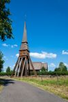 La chiesa medievale di Pelarne con la torre campanaria, Lund, Svezia. Datata agli inizi del XIII° secolo, sorge fra Vimmerby e Marianne, Svezia.
