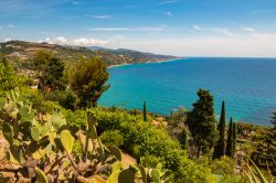 La costa ligure nei pressi di Mortola Inferiore vicino a Ventimiglia