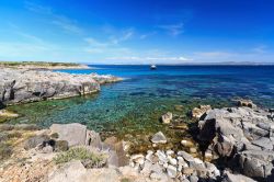 La costa selvaggia dell'Isola San Pietro, non lontano da Carloforte in Sardegna