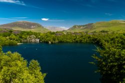 La Dorothea Slate Quarry e il monte Snowdon nel Galles, Regno Unito