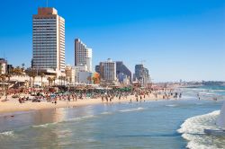 La grande spiaggia di Tel Aviv (Israele). Il nome della città, in lingua originale, significa "collina della primavera", ma certi panorami fanno venire una gran voglia dell'estate, ...