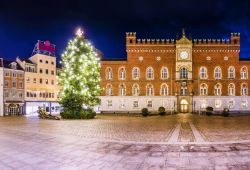 La piazza centrale di Odense durante il periodo di Natale, Danimarca.
