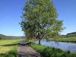 La pista ciclabile lungo il Weser tra Oberweser e Wahlsburg in Assia, Germania - © Feuermond16, CC BY-SA 4.0, Wikipedia