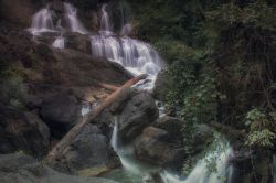 La pittoresca cascata di Pha Suea a Tham Pla-Nam Tok Pha Suea National Park (Thailandia). Formano una grossa piscina d'acqua dpove vivono decine di pesci simili alle carpe. 


