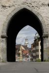 La porta di accesso al centro storico di Ravensuburg, Baden-Württemberg (Germania)