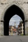 La porta di accesso al centro storico di Ravensuburg, Baden-Württemberg ...