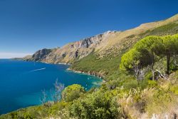 La selvaggia costa di Masseta fra Scario e Marina Camerota nel sud del Cilento, Campania.
