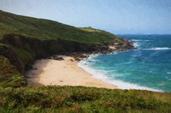 La spiaggia di Portheras Cove Cornwall sulla costa sud-ovest di St. Ives, Cornovaglia, Regno Unito. Oltre ad ospitare una delle spiagge più belle della Cornovaglia, questo luogo è ...