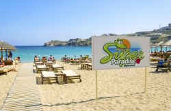 La spiaggia Super Paradise a Mykonos, isole Ciycladi, una delle spiagge gay friendly della Grecia. - © f8grapher / Shutterstock.com