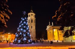 La splendida piazza della Cattedrale di Vilnius durante l'Avvento