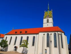 La torre della chiesa di St.Nikolaus a Friedrichshafen, sul Lago di Costanza.
