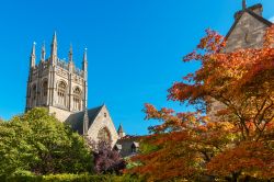 La torre della chiesetta al Merton College di Oxford, Inghilterra, in autunno.
