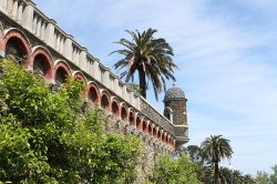 La torre di guardia nel parco di Arenzano, provincia di Genova, Liguria. E' una delle tante aree verdi e dei giardini che impreziosiscono questa località di mare.
