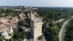 La torre Filippo il Bello a Villeneuve-les-Avignon (Francia) vista dal'alto. Eretta fra il 1300 e il 1307, indicava la fine del ponte di San Benedetto sul fiume Rodano.


