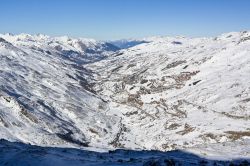 La valle di Belleville, villaggio di Les Menuires (Francia). Questa vallata alpina del massiccio della Vanoise si trova nel dipartimento della Savoia.
