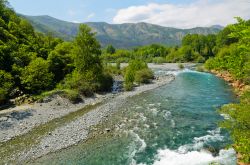 La valle di Lanzo e il fiume Stura, Piemonte.