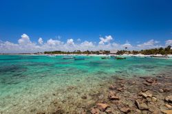 L'acqua cristallina del mare dei Caraibi nei pressi di Akumal, Riviera Maya, Messico.



