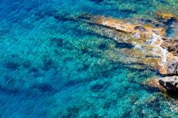 L'acqua cristallina del Tirreno lungo la costa di Sapri, provincia di Salerno (Campania).

