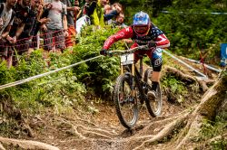 L'americano Aaron Gwin in gara all'UCI Mountain Bike Downhill World Cup a Leogang (Austria) - © Victor Lucas Photography / Shutterstock.com