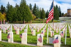 Lapidi in pietra al West Veterans Memorial Cemetery dell'Evergreen Washeli Memorial Park di Seattle - © Denise Lett / Shutterstock.com