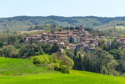 Le dolci colline della Val d'Orcia che circondano il borgo toscano di San Casciano dei Bagni, provincia di Siena