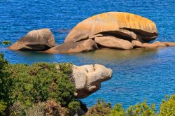 Le grandi rocce di granito sulla costa della Manica a Ploumanac'h, Francia