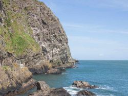 Le scogliere vicino a Larne, dove si snoda il percorso di The Gobbins, uno dei sentieri costieri più belli in Irlanda