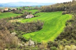 Le verdi colline intorno a Bagno Vignoni in Toscana