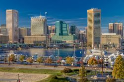 L'Inner Harbor di Baltimora (Stati Uniti d'America) nel tardo pomeriggio con la skyline cittadina visti dal Federal Park Hill - © Joseph Sohm / Shutterstock.com