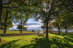 Il Crescent Park di Providence, Rhode Island, poco prima del tramonto, Stati Uniti d'America. Famoso parco divertimenti dell'East Providence, quest'area verde venne fondata nel 1886 ...