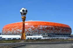 Lo stadio "Mordovia Arena" costruito per la Coppa del Mondo di Calcio del 2018 a Saransk. Sorge nella pianura del fiume Insar: la sua forma ricorda quella di una sfera solare rossa, ...