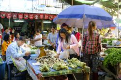 Il mercato degli abitanti locali in una strada di Lamphun, Thailandia. Ogni giorno ci si reca al mercato per acquistare prodotti freschi da cucinare - © 501room / Shutterstock.com