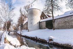 Nevicata invernale a Isny, sud della Germania