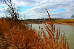 Paesaggio primaverile lungo il Red River a Fargo, Nord Dakota, Stati Uniti.



