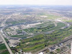 Panorama aereo di Indianapolis 500, Indiana (USA). Si tratta di una gara automobilistica tenuta annualmente all'Indianapolis Motor Speedway.



