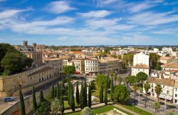 Panorama dall'alto del centro di Montpellier in Francia.

