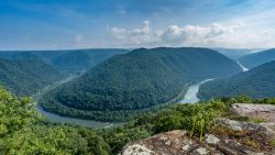 Panorama del New River nelle omonime gole nel West Virginia.


