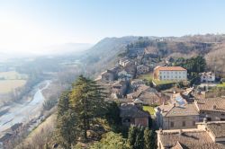 Panorama di Castell'Arquato dalla Torre della Rocca Viscontea, con la Val d'Arda in provincia di Piacenza