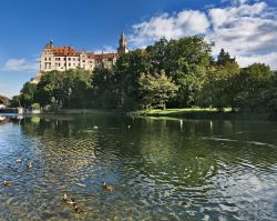 Panorama estivo del castello di Sigmaringen, Baden-Wurtemberg, Germania - Cielo azzurro e vegetazione verde fanno da suggestiva cornice a questa costruzione di impronta medievale Khirman Vladimir ...