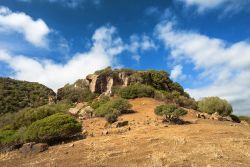 Panorama nei pressi del monte Arci a Masullas, Sardegna, in una giornata di sole. Situato nell'antica regione della Marmilla, Masullas, in provincia di Oristano, è uno dei paesi che ...