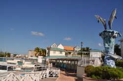 Panorama sulla marina e sulle case a Port Lucaya, Freeport, Grand Bahama Island.Questo quartiere deve il suo nome agli abitanti precolombiani dei Lucayan.




