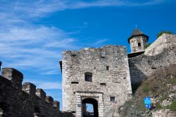 Particolare architettonico di un antico castello a Villach, Carinzia, Austria.

