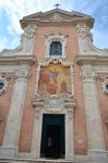Particolare architettonico di una chiesa di Albissola Marina, Savona, Liguria. Si tratta della parrocchiale di Nostra Signora della Concordia nel centro storico del paese.



