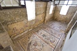 Un particolare dei mosaici di Villa Romana del Casale a Piazza Armerina, Sicilia. Ottimamente conservate le decorazioni museali rappresentano uno dei simboli di questa villa romana extraurbana ...