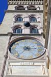 Particolare dello zodiaco nella torre campanaria del duomo di Messina, Sicilia. L'attuale campanile della cattedrale risale a dopo il terremoto del 1908; è alto circa 60 metri ed ...