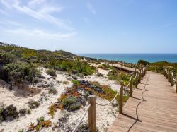 Passeggiata lungomare verso la spiaggia di Zambujeira do Mar nei pressi di Odemira (Portogallo).
