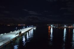 Il porto turistico Tino Rossi, ad Ajaccio. Vista  notturna dalla terrazza del Palazzo del Turismo.
