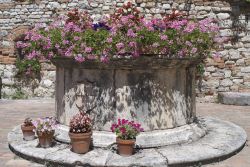 Un pozzo medievale con gerani nel borgo di Corciano - © Claudio Giovanni Colombo / Shutterstock.com