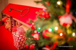 Regali di Natale impacchettati al villaggio di Santa Claus a Montepulciano (Toscana).
