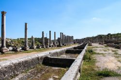 Resti bizantini al sito archeologico di Aspendos, provincia di Antalys, Turchia. Durante l'Impero Aspendos fu una delle città più ricche e prospere dell'Asia Minore.
